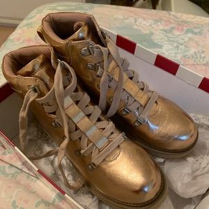 Sam Edelman Circus Blush Gold lace up boot 7.5 NWT